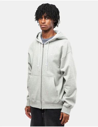 Nike Solo Swoosh Full Zip Hoodie - Dark Grey Heather/White d'Europe débarque