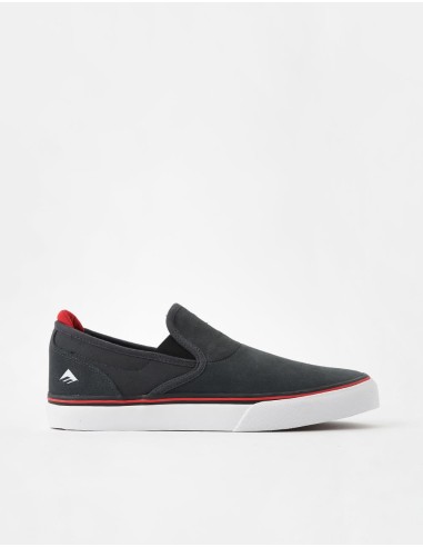 Emerica Wino G6 Slip-On Skate Shoes - Dark Grey/Black/ Red pas cher