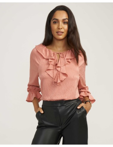 Jacquard Ruffle Tulla Blouse-Sale pas cher 