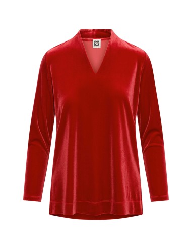 Velour V-Neck High Low Top- Sale pas cher chine