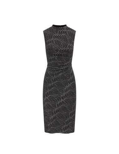 Metallic Swirl Side Ruched Midi Dress- Sale à prix réduit toute l'année