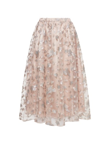 Mesh Sequin Floral Midi Skirt- Sale pas chere