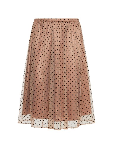 Plus Size Dot Mesh Pull On Shirred Skirt- Sale Comparez et commandez 