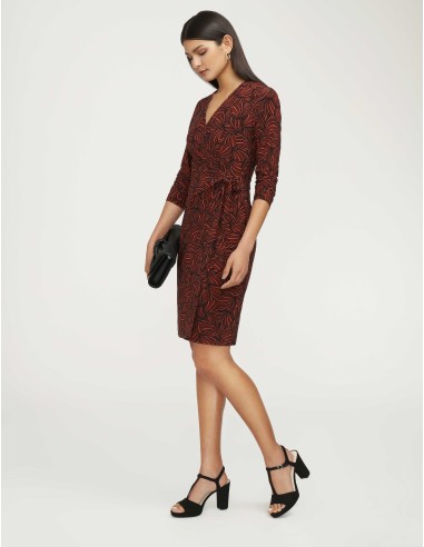 Printed Faux Wrap Dress- Sale en linge