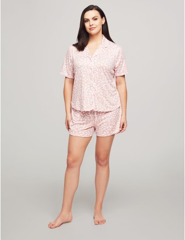 Short Sleeve Notch Pajama Boxer Set 2024