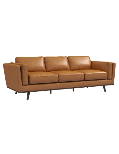 Cardano Cognac Tan 89" Genuine Leather Sofa français