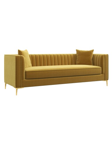 Nizzoli Yellow Mustard 91" Velvet Sofa brillant des détails fins