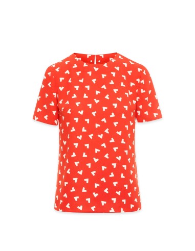 Charleston Print Short Sleeve Blouse- Sale pas cher 