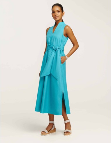 Linen Midi Dress with Attached Sash- Sale Jusqu'à 80% De Réduction