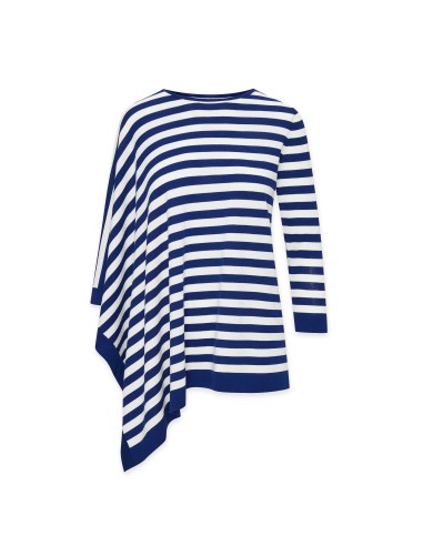 Striped Extended Asymmetrical Pullover- Sale soldes