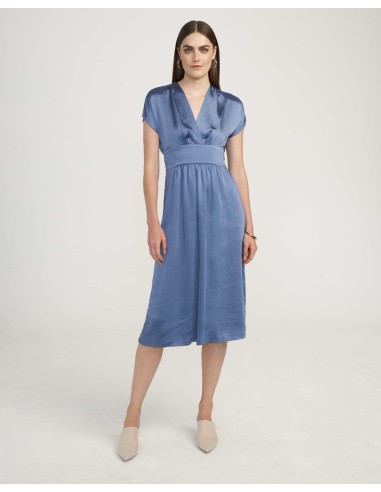 Washed Satin V-Neck Midi Dress- Sale Pour