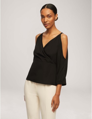 Cold Shoulder Crossover Peplum Blouse- Sale pour bénéficier 