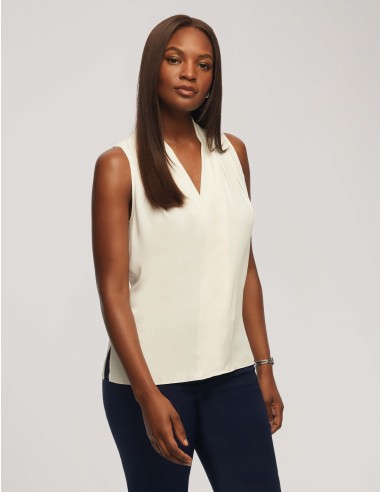 Sleeveless Pleated Shoulder Blouse- Sale pas cher